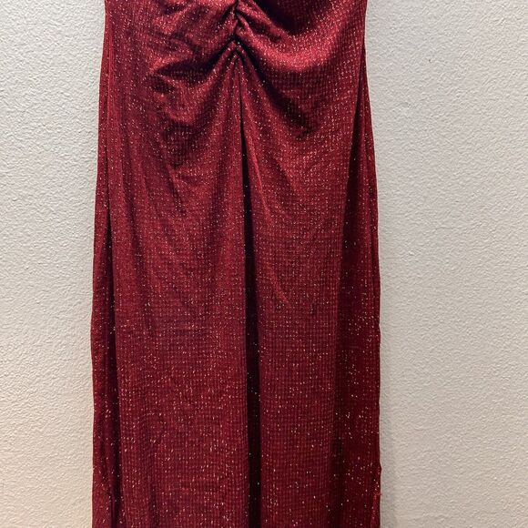 VTG Jessica McClintock Gunne Sax Red Glitter Sparkles Floor Length Dress Size 8 - Picture 3 of 11